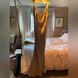 ASOS Satin Slip Maxi Dress in Gold